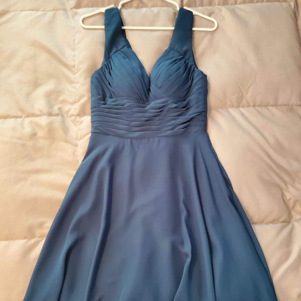Ants Bridal Flowy Teal Blue Bridesmaid Dress with Lace-Up Back size 2